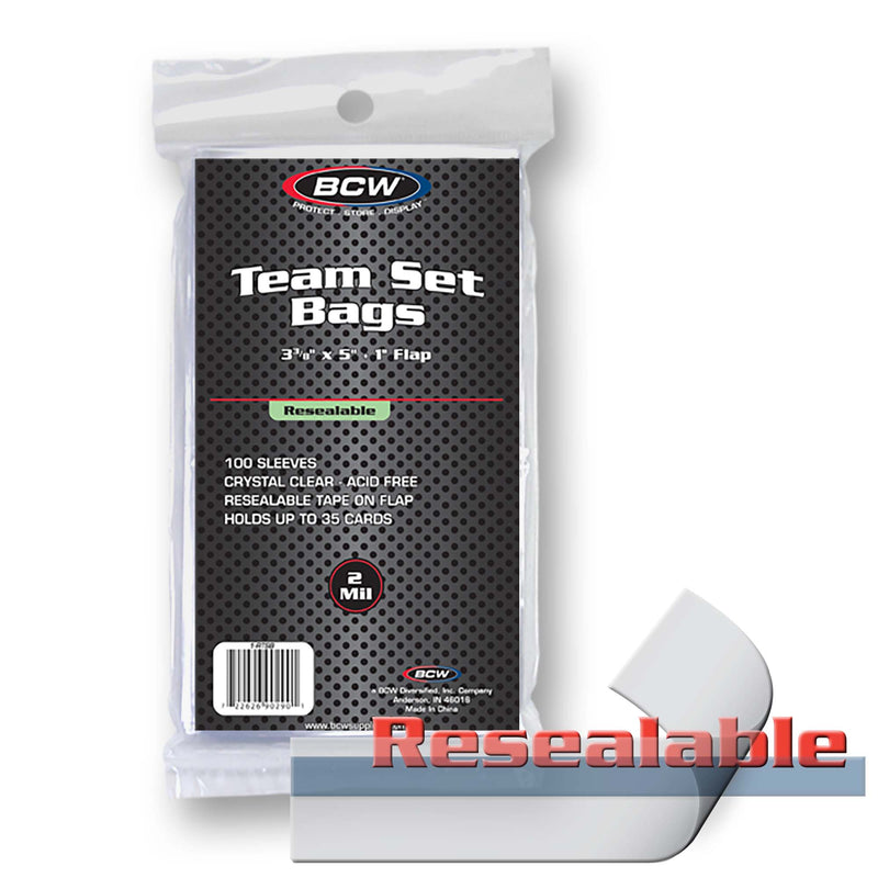 BCW Team Set Bags – Resealable Trading Card Sleeves (100 Count)