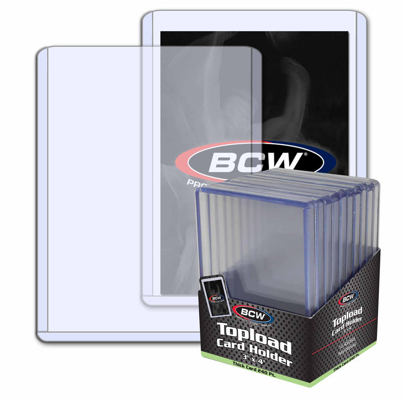 BCW 3×4 Thick Toploader Card Holders – 240 pt (10 Pack)