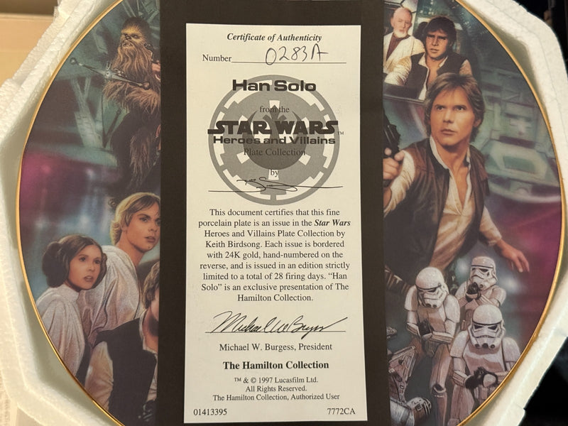 Hamilton Collection Plate Star Wars Han Solo Portrait Collage with COA