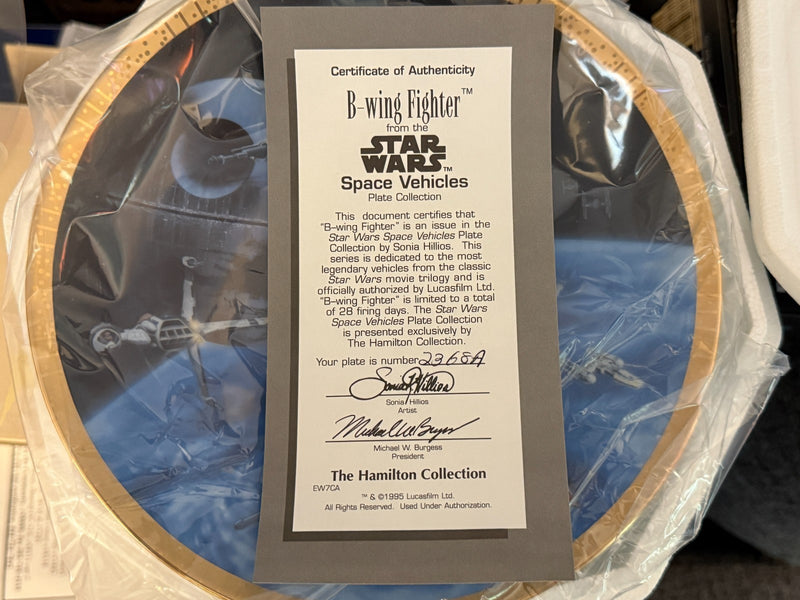 Hamilton Collection Plate Star Wars Space Collection B-wing Fighter with COA